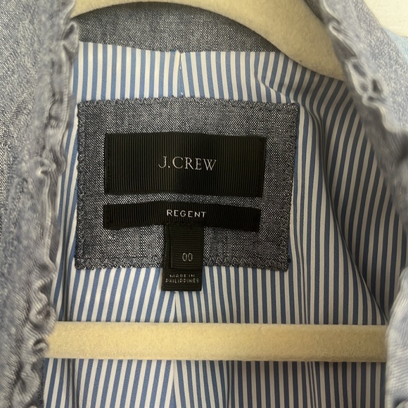 J. Crew Regent Blazer in Blue Chambray Ruffle - Picture 8 of 10
